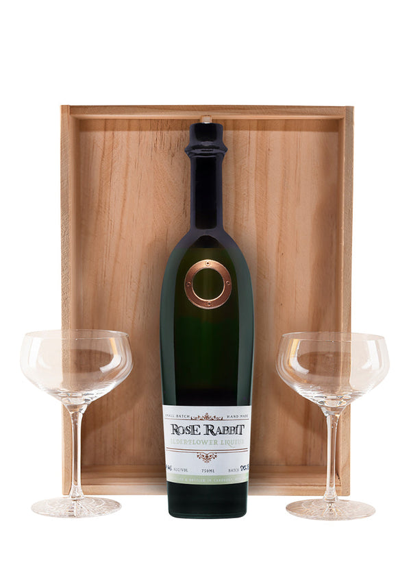 Rose Rabbit Elderflower Liqueur & Glass Set